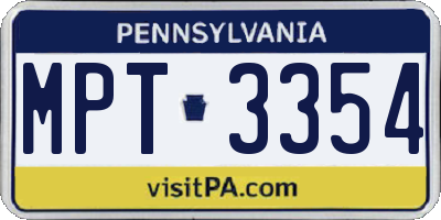 PA license plate MPT3354