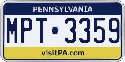 PA license plate MPT3359