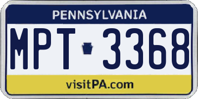 PA license plate MPT3368