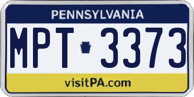 PA license plate MPT3373