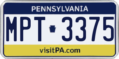 PA license plate MPT3375