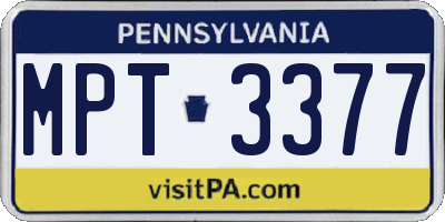 PA license plate MPT3377