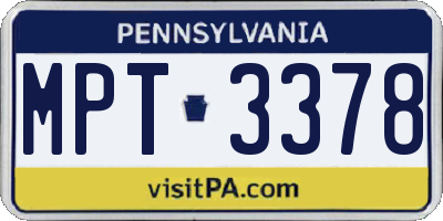 PA license plate MPT3378