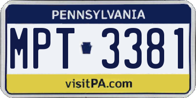 PA license plate MPT3381