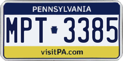 PA license plate MPT3385
