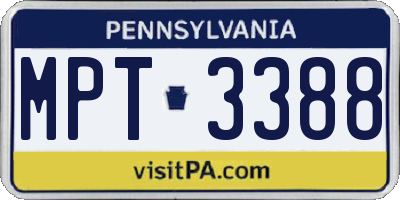 PA license plate MPT3388