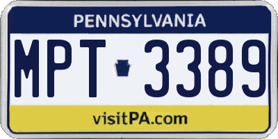 PA license plate MPT3389