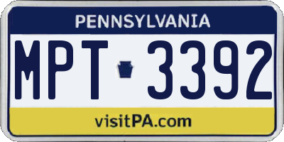 PA license plate MPT3392