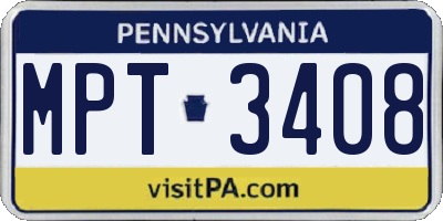 PA license plate MPT3408