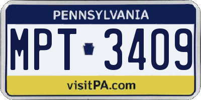 PA license plate MPT3409