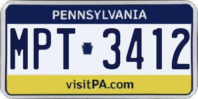 PA license plate MPT3412