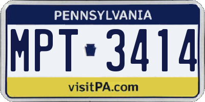 PA license plate MPT3414