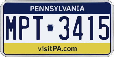 PA license plate MPT3415