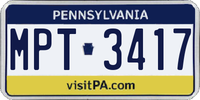 PA license plate MPT3417