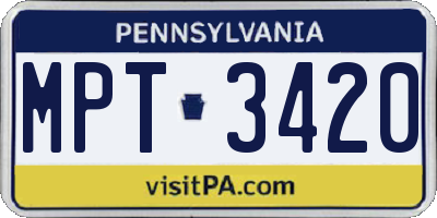PA license plate MPT3420