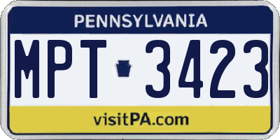 PA license plate MPT3423