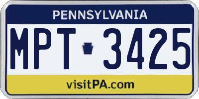 PA license plate MPT3425