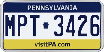 PA license plate MPT3426