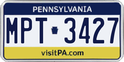 PA license plate MPT3427