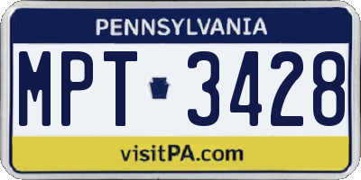 PA license plate MPT3428
