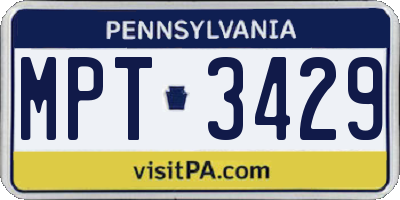 PA license plate MPT3429