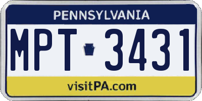 PA license plate MPT3431