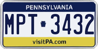 PA license plate MPT3432