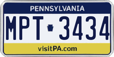 PA license plate MPT3434