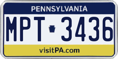 PA license plate MPT3436