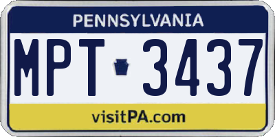 PA license plate MPT3437