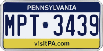 PA license plate MPT3439