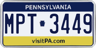 PA license plate MPT3449
