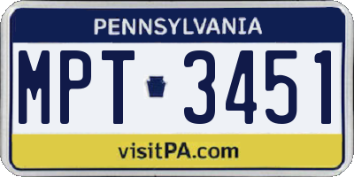 PA license plate MPT3451