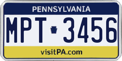PA license plate MPT3456