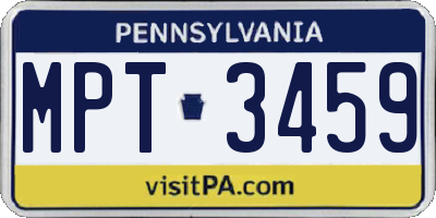 PA license plate MPT3459
