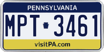 PA license plate MPT3461