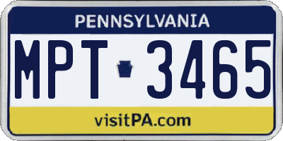 PA license plate MPT3465