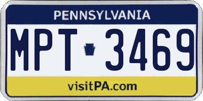 PA license plate MPT3469