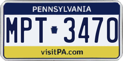 PA license plate MPT3470