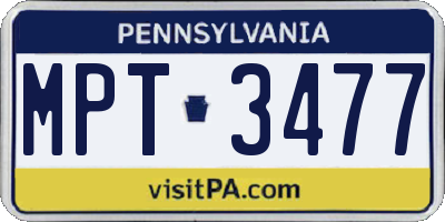 PA license plate MPT3477