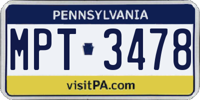 PA license plate MPT3478