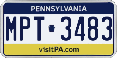 PA license plate MPT3483