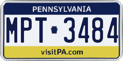 PA license plate MPT3484