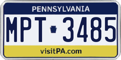 PA license plate MPT3485