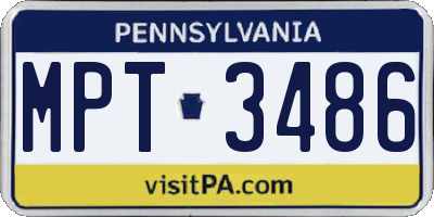 PA license plate MPT3486