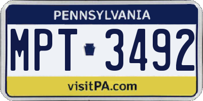 PA license plate MPT3492