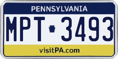 PA license plate MPT3493
