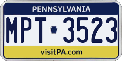 PA license plate MPT3523