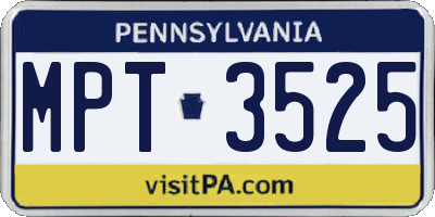PA license plate MPT3525