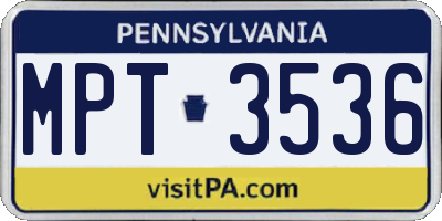 PA license plate MPT3536